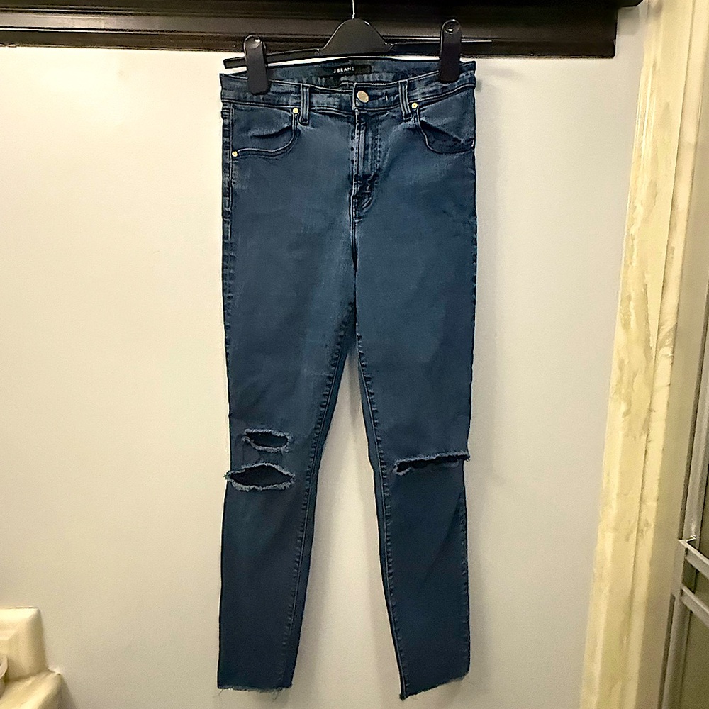J BRAND WOMENS ALANA DISTRESSED SKINNY JEAN, SIZE US 28, INDIGO WASH